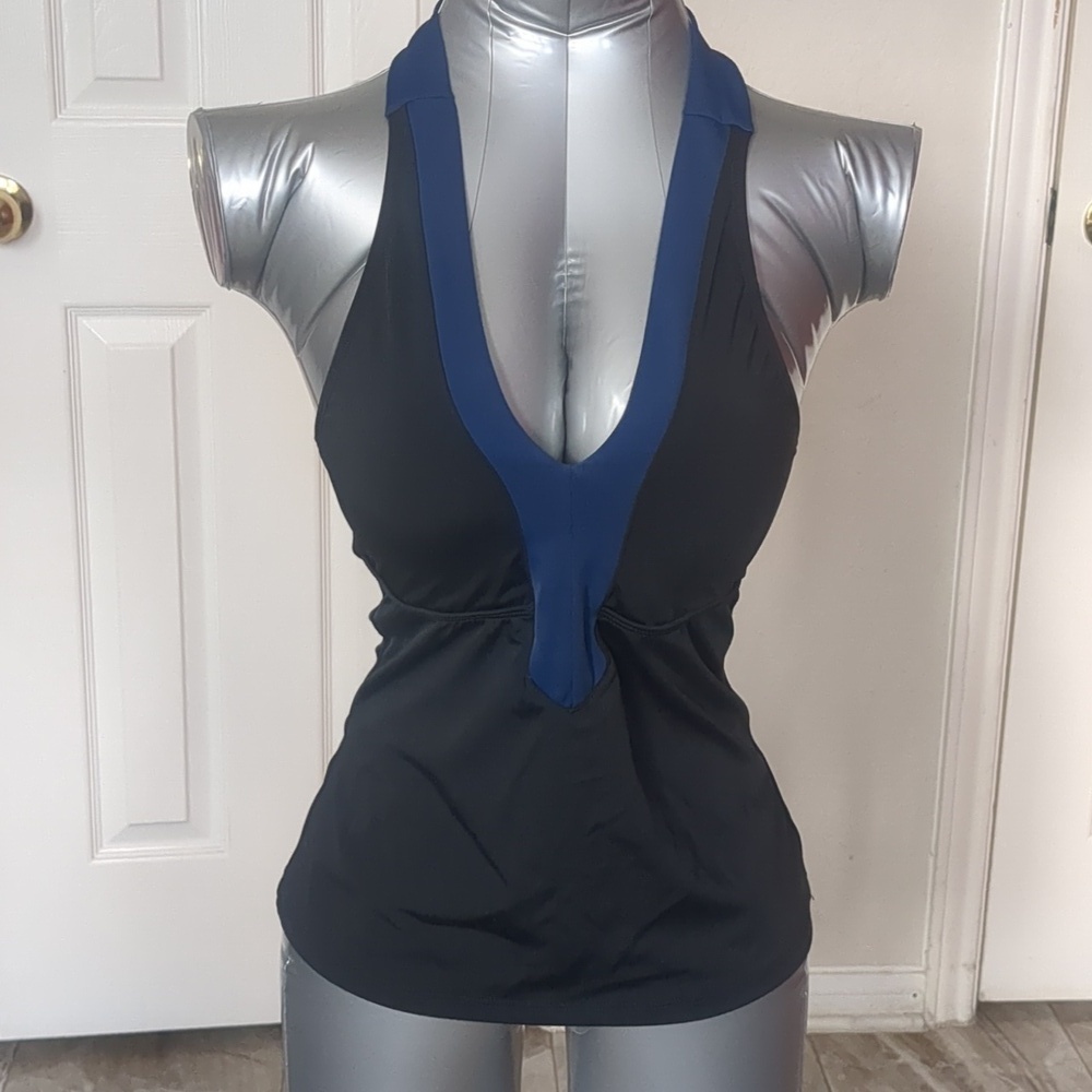 CABABA LIFE Black/Navy Tankini Adjustable Tie Top UPF 50+ NWT - Picture 3 of 17